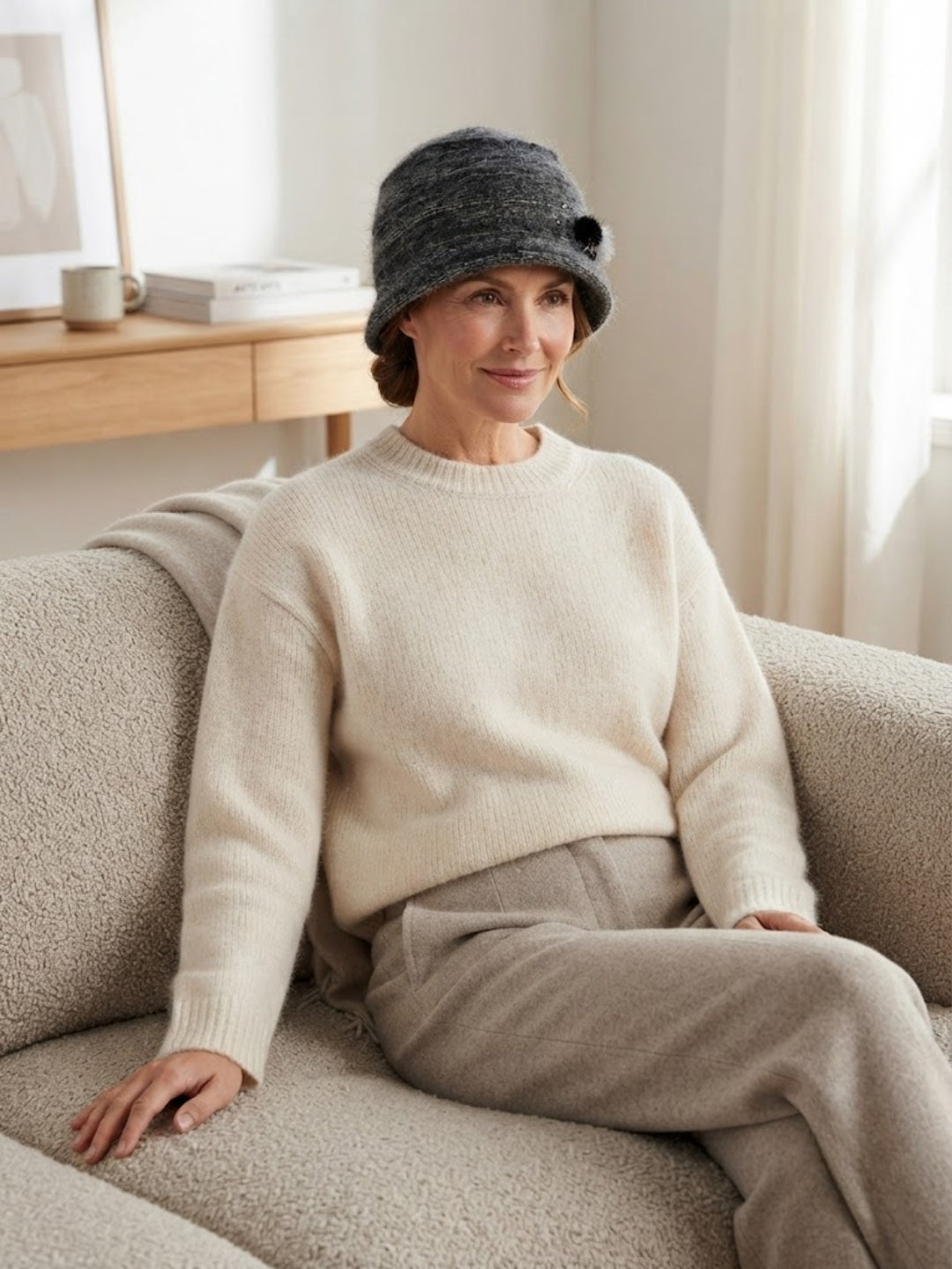 Cdeck Women Woolen Cap | Soft Knitted Winter Beanie for Women | Warm & Stylish Winter Wear | Free Size| Grey