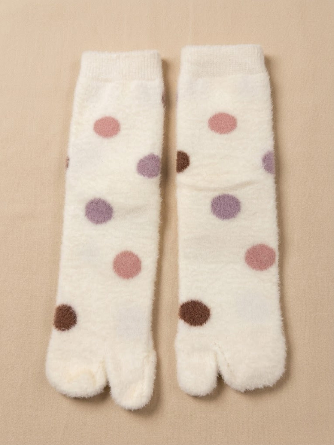 Cdeck Warm Socks for Women | Soft Cozy Comfortable Full-Length Winter Socks with Cute Multicolor Dot Pattern | White