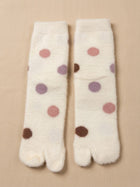 Cdeck Warm Socks for Women | Soft Cozy Comfortable Full-Length Winter Socks with Cute Multicolor Dot Pattern | White