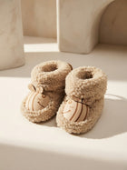Cdeck Baby Wool Booties | Soft Warm Fleece Baby Shoes | Cute Beige Booties for Babies 3–9 Months