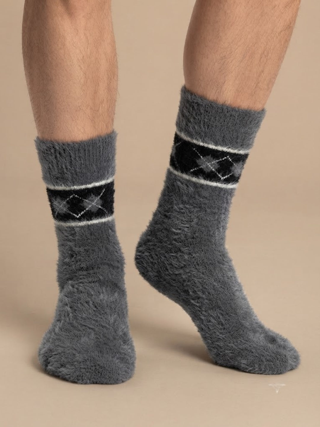 Cdeck Men’s Premium Hair Wool Winter Socks | Soft, Fuzzy, Warm & Comfortable Free Size | Dark Grey