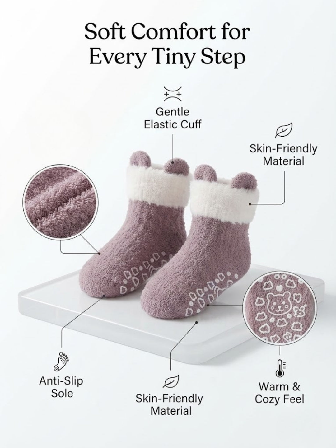 Cdeck Kids Winter Woolen Socks | Rabbit Hair Wool Soft Warm Stretchable Socks for Boys & Girls | 0–4 Years | Pack of 3 | Multicolor