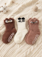 Cdeck Kids Winter Woolen Socks | Soft Fuzzy Rabbit Hair Wool Socks with Anti-Skid Sole | 0–4 Years | Pack of 3 | Multicolor