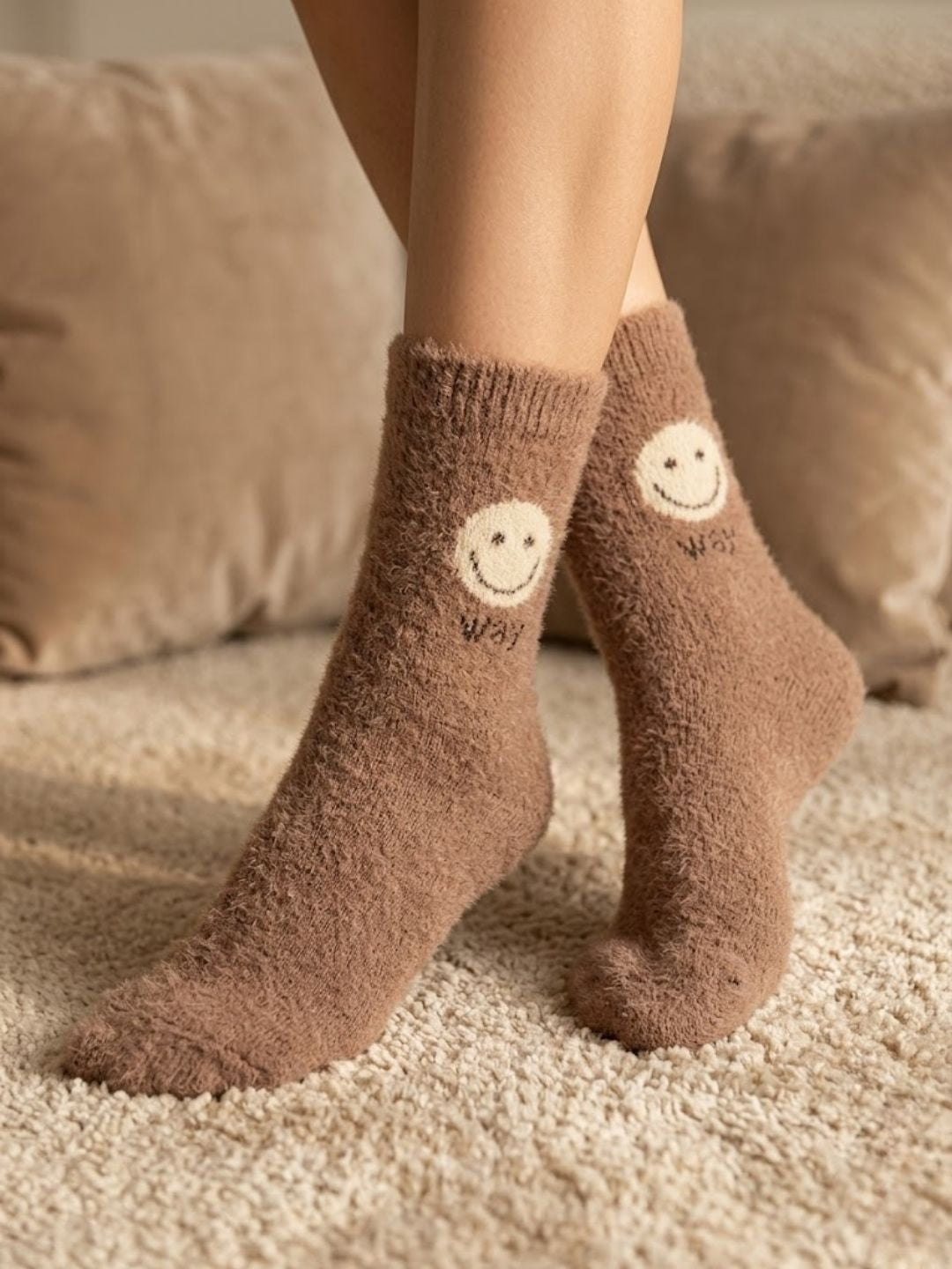 Cdeck Women’s Premium Hair Wool Fuzzy Socks | Soft & Warm Winter Socks | Brown
