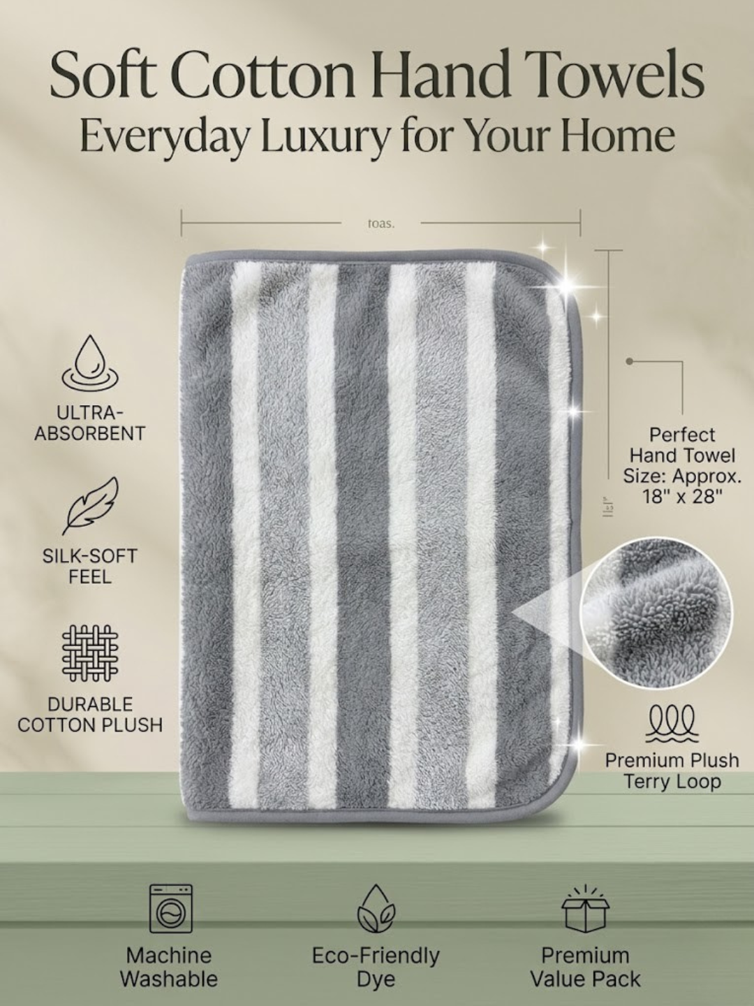 Cdeck Premium Cotton Hand Towel | Soft, Absorbent & Comfortable Everyday Use