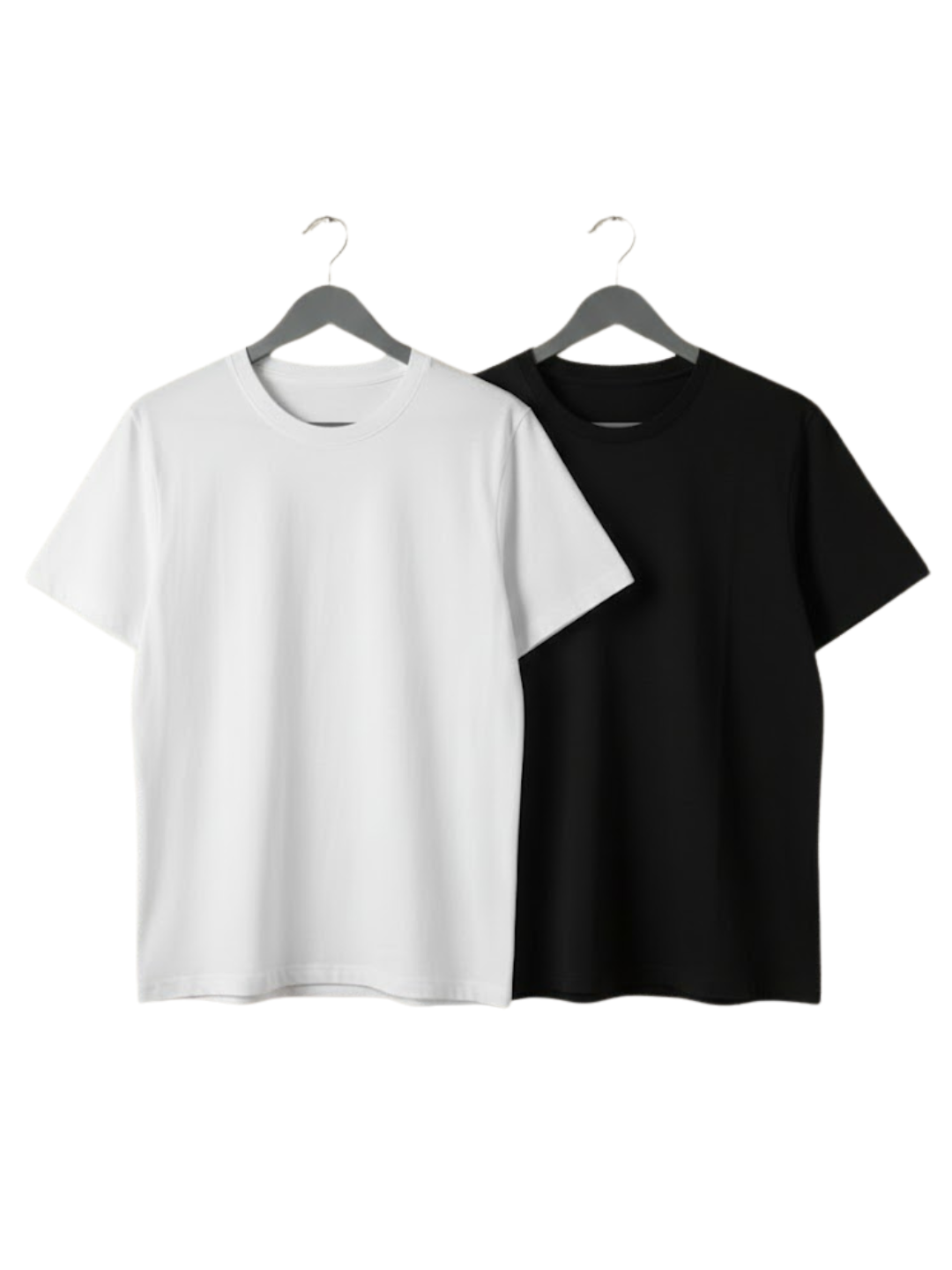 Cdeck Men’s T-Shirt Combo | Black & White Plain Round Neck Half Sleeve T-Shirts | Soft Comfortable Casual Tees for Men | Pack of 2