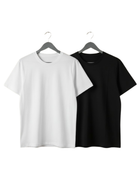 Cdeck Men’s T-Shirt Combo | Black & White Plain Round Neck Half Sleeve T-Shirts | Soft Comfortable Casual Tees for Men | Pack of 2