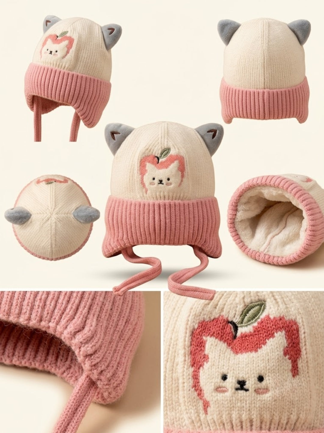 Cdeck Kids Woolen Winter Cap for Boys & Girls | Warm & Comfortable Winter Wear | 2–4 Years | Pink