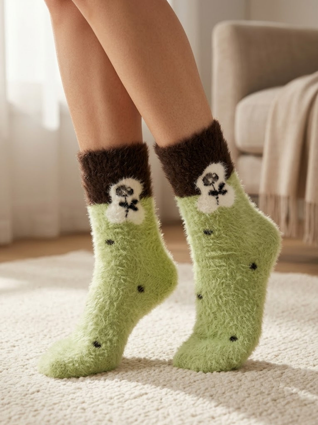 Cdeck Women’s Soft & Warm Woolen Fuzzy Socks | Cozy Thick Winter Socks for Women | Green