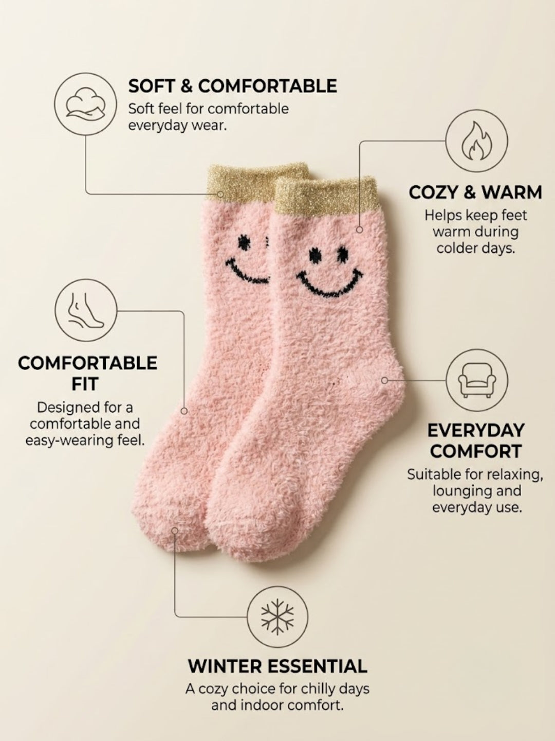 Cdeck Women’s Hair Wool Fuzzy Socks Combo | Soft & Warm Winter Socks | Free Size | White & Pink