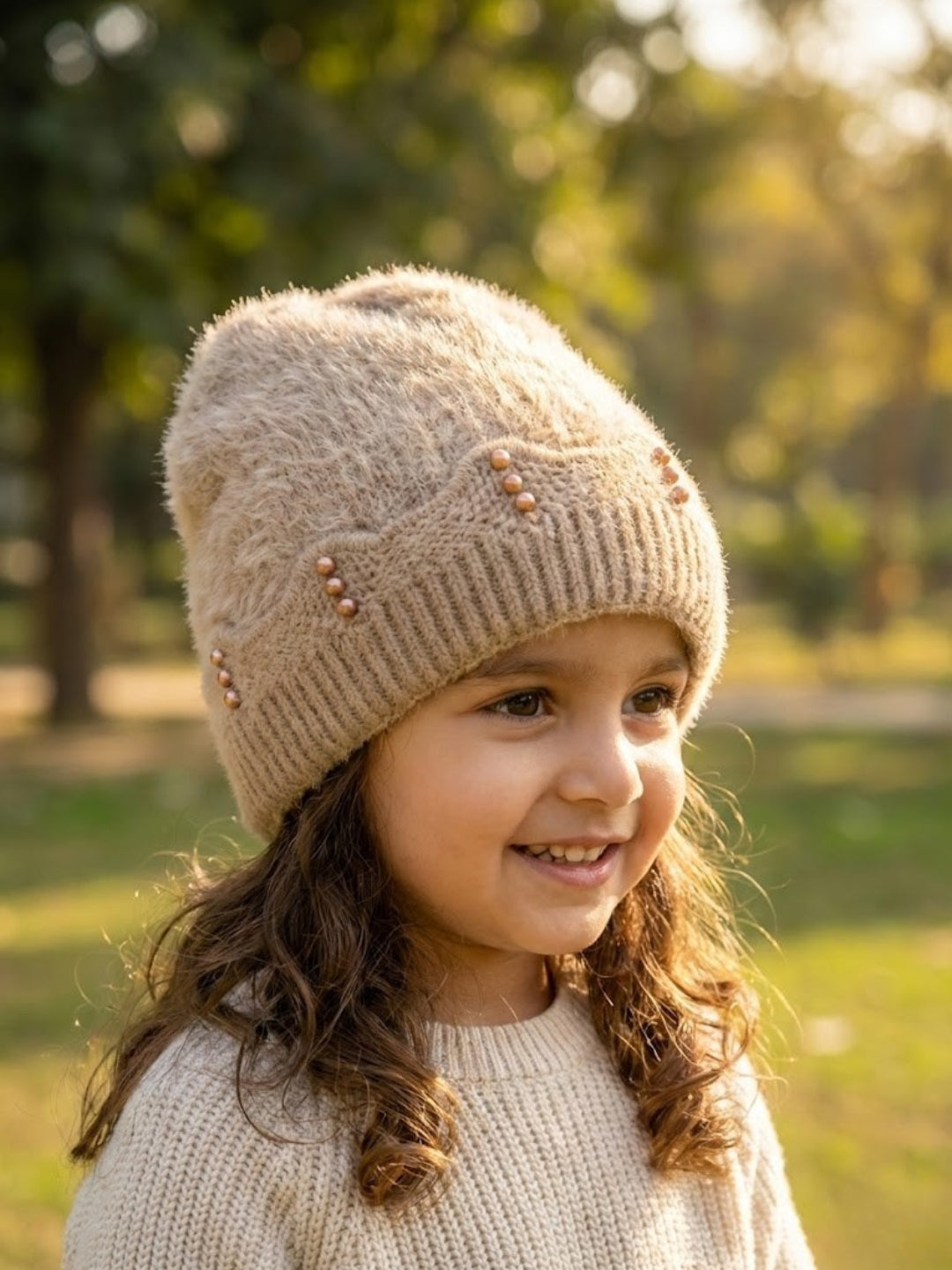 Cdeck Baby Girls Woolen Winter Cap | Comfortable & Warm Winter Wear | 1–2 Years