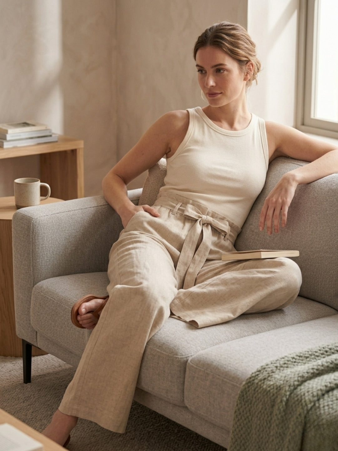 Cdeck Women's Linen Palazzo Pants