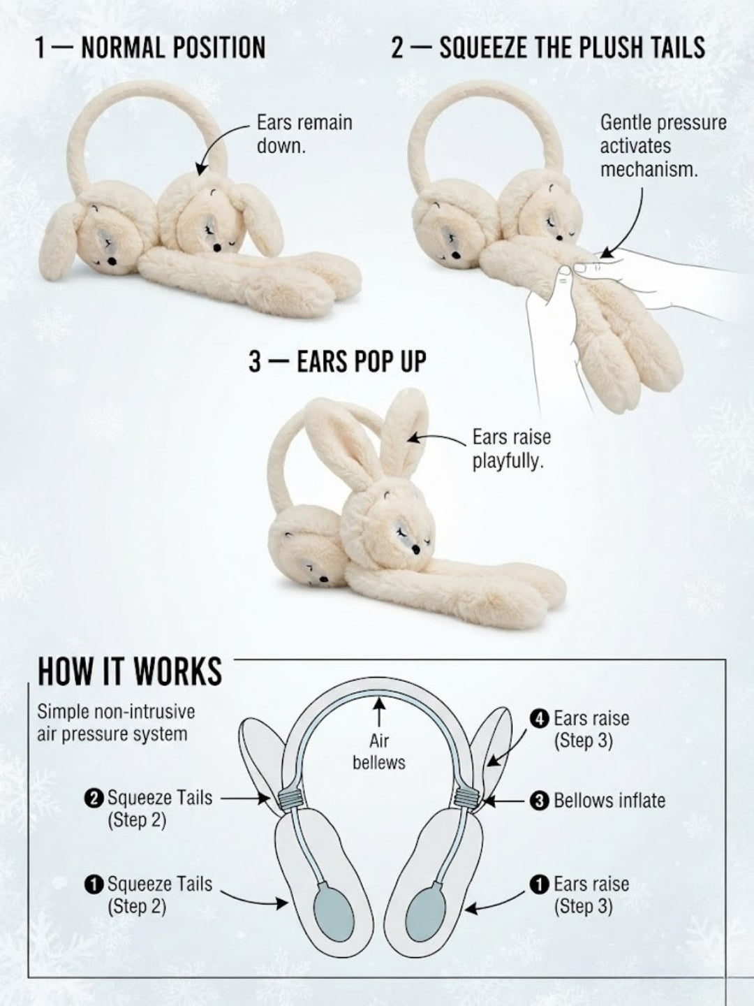 Cdeck Velvet Dog Earmuffs for Girls & Women, Soft Warm Winter Earmuffs with Long Hanging Ear Covers, Free Size