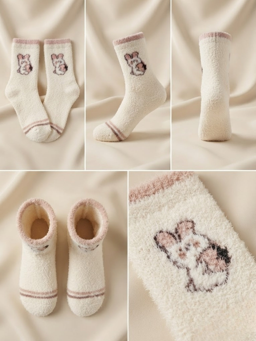 Cdeck Women’s Premium Rabbit Hair Wool Socks – Soft Fuzzy Warm Mid-Calf Winter Socks with Cute Bunny Design