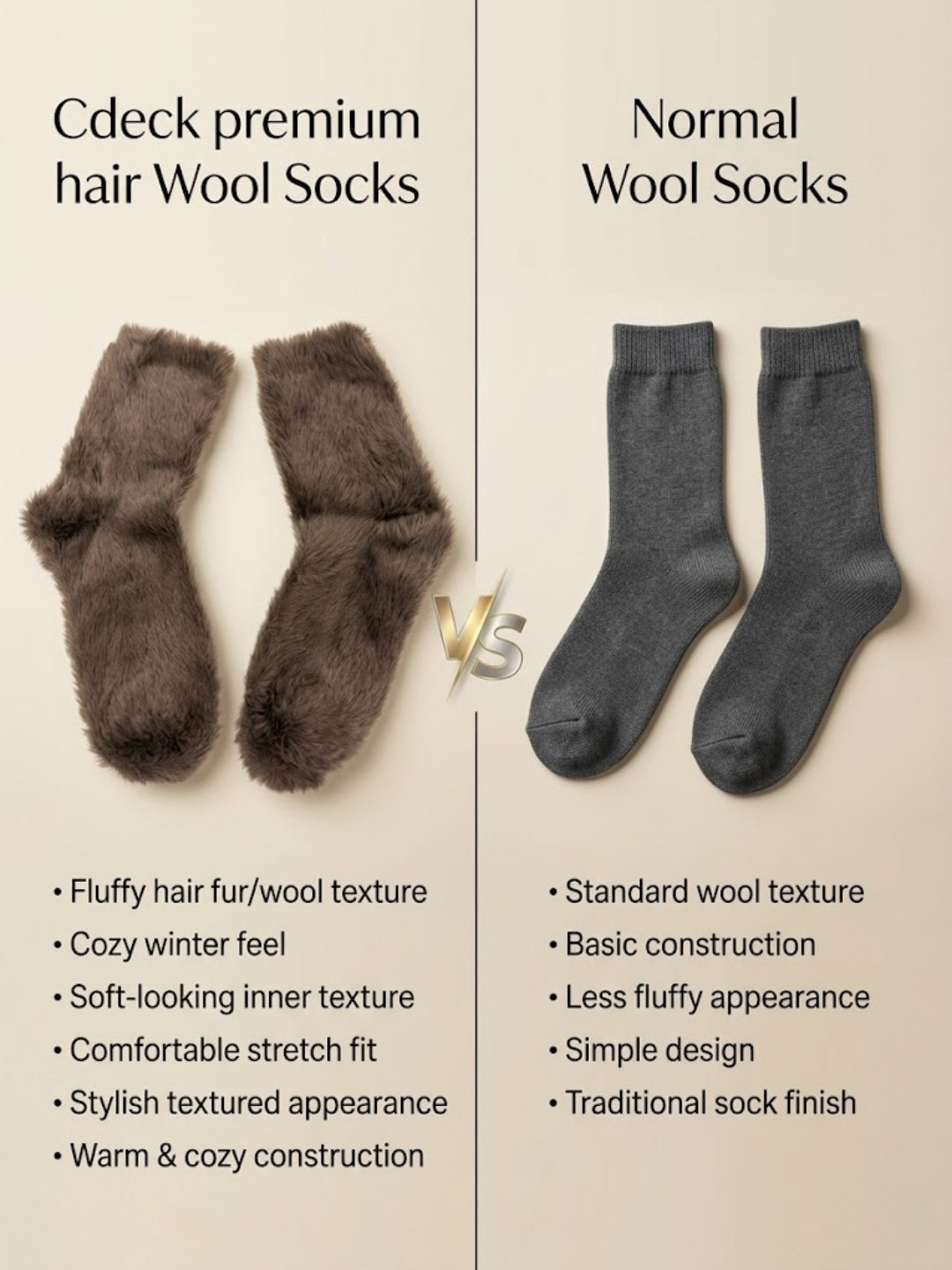 Cdeck Women’s Soft & Warm Woolen Fuzzy Socks | Cozy Thick Winter Socks for Women | Brown