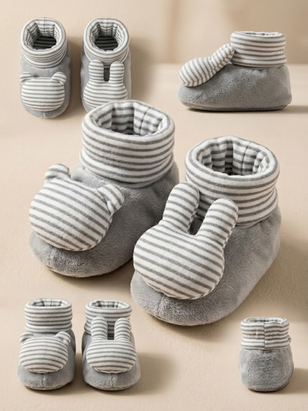 Cdeck Baby Woolen Booties for Infants | Soft, Warm & Comfortable Winter Footwear | 3–9 Months |  Grey