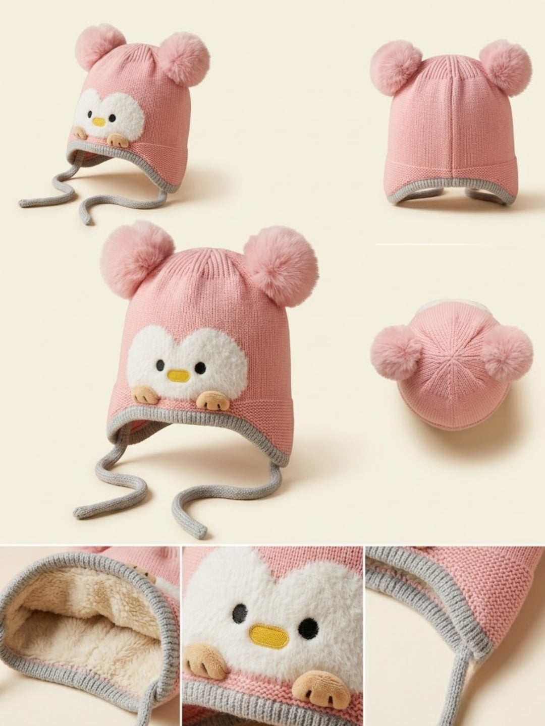 Cdeck Kids Woolen Winter Cap for Boys & Girls | Warm & Comfortable Winter Wear | 2–4 Years | Pink
