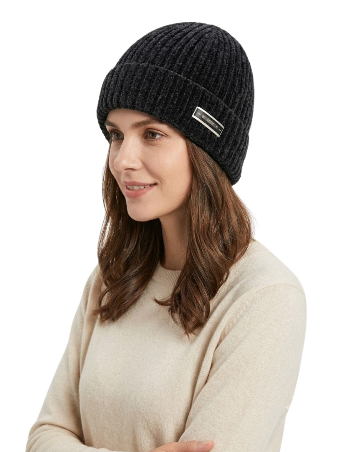 Cdeck Women Woolen Cap | Soft Knitted Winter Beanie for Women | Warm & Stylish Winter Wear | Free Size| Black