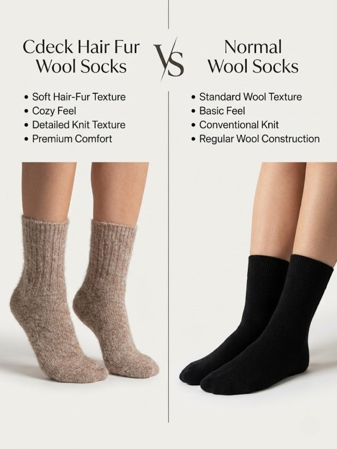 Cdeck Women’s Premium Fuzzy Socks – Soft Warm Winter Socks | Ribbed Design | Free Size | Beige