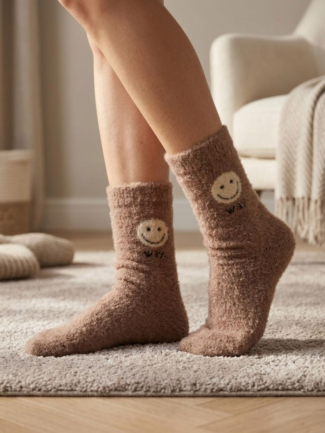 Cdeck Women’s Premium Hair Wool Fuzzy Socks | Soft & Warm Winter Socks | Brown