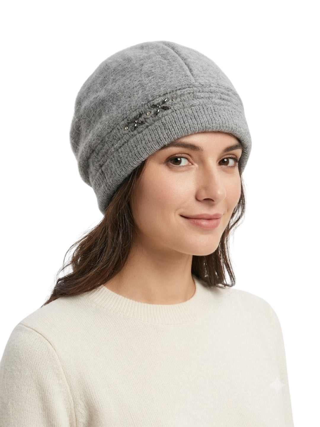 Cdeck Women Woolen Cap | Soft Knitted Winter Beanie for Women | Warm & Stylish Winter Wear | Free Size| Grey