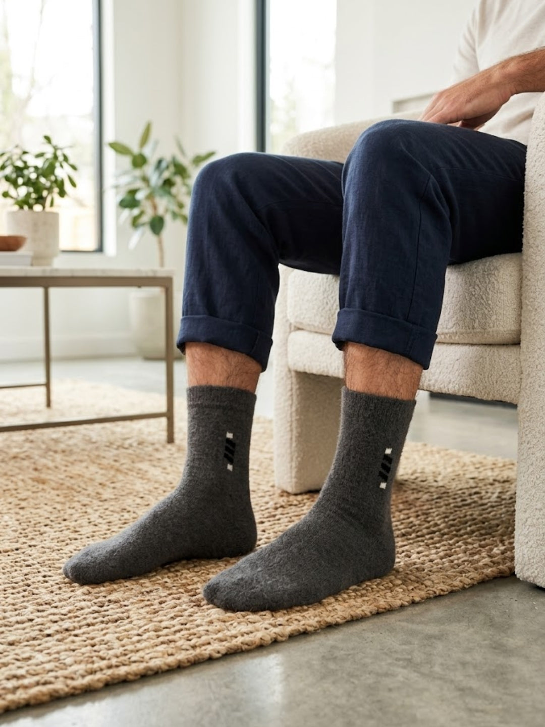 Cdeck Men’s Premium Hair Wool Winter Socks| Soft, Fuzzy, Warm & Comfortable | Grey  | Free Size