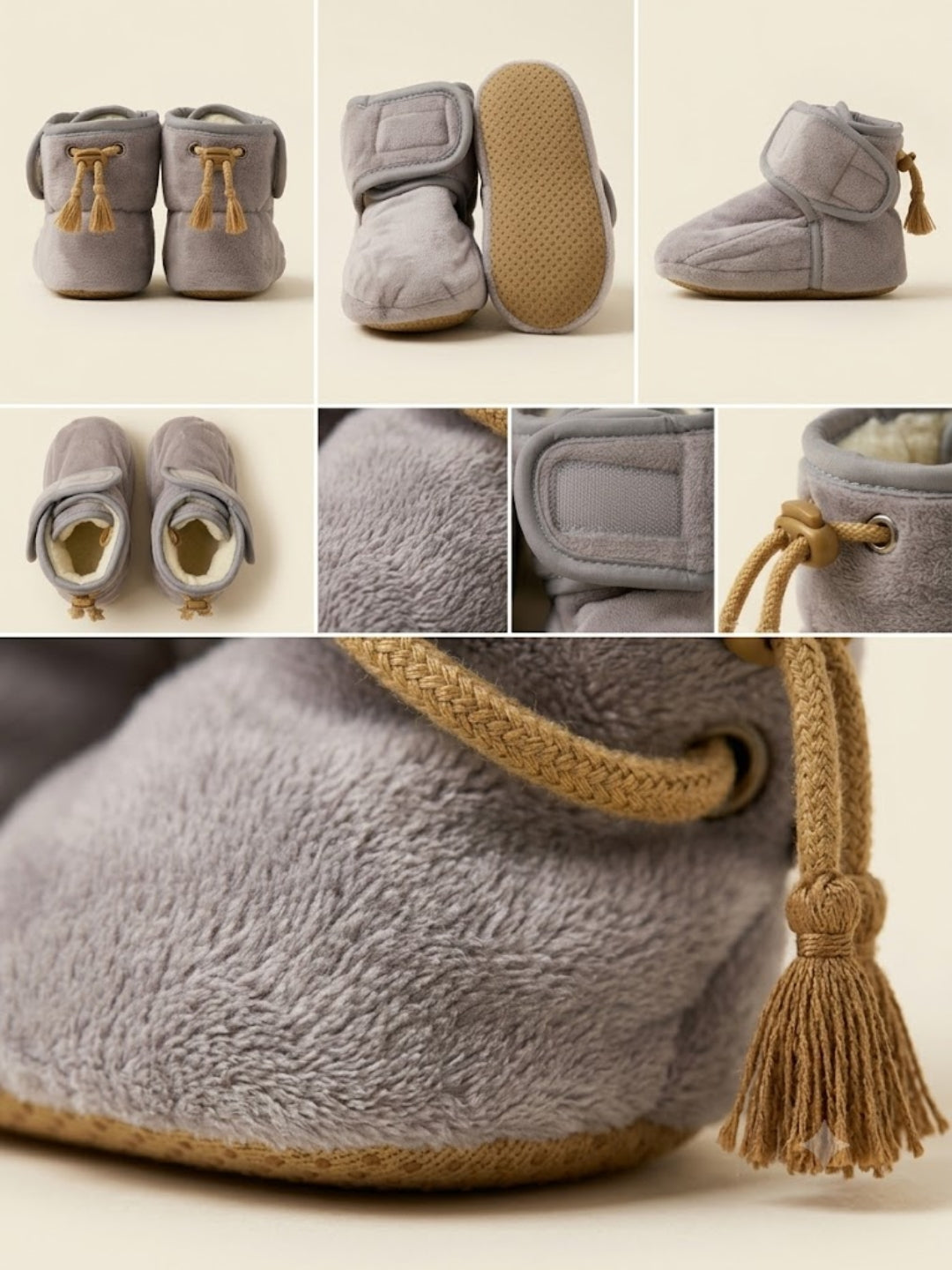 Cdeck Woolen Baby Booties for kids| Soft, Warm & Comfortable Winter Footwear | 3–9 Months | grey