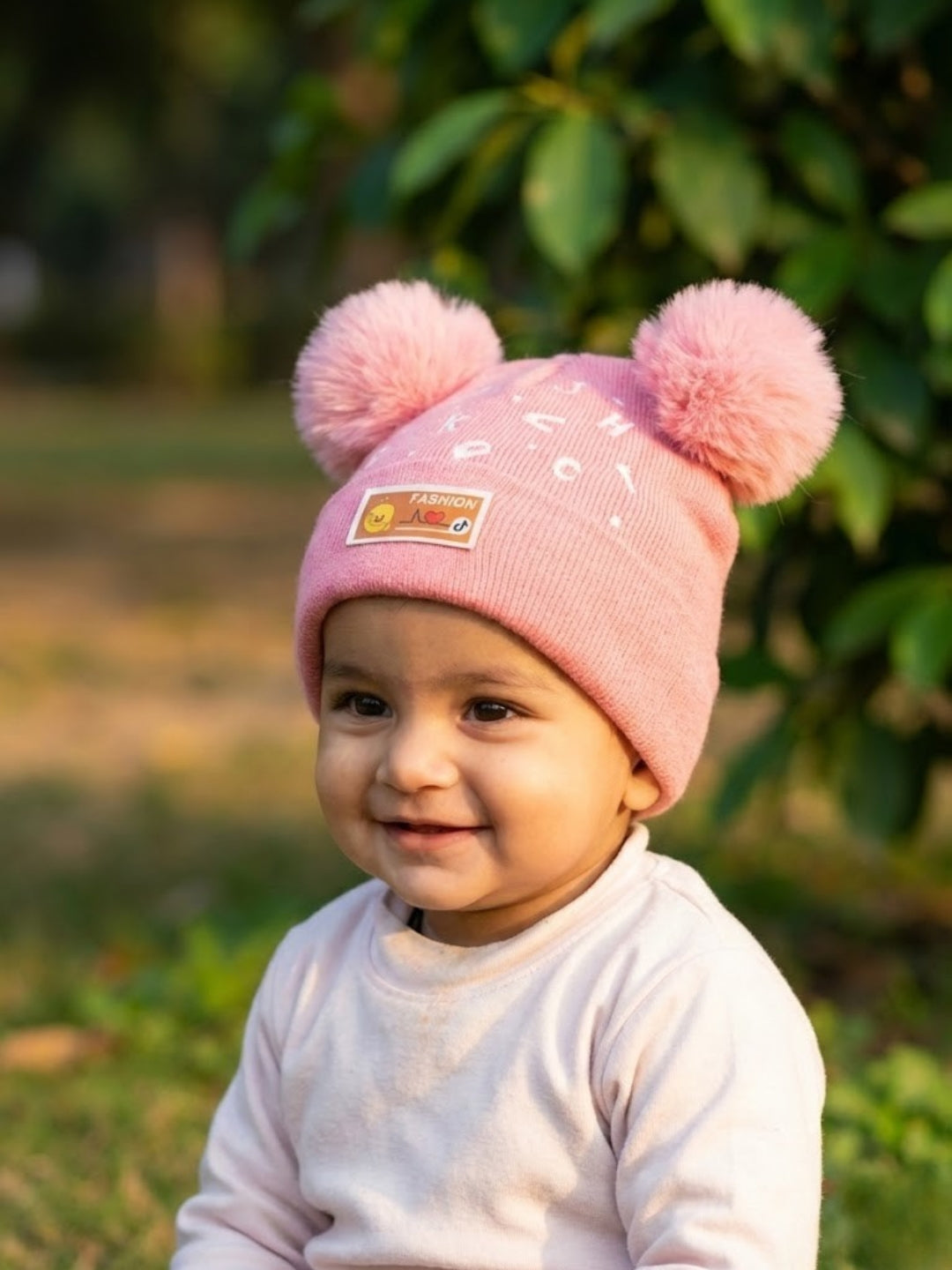Cdeck Kids Woolen Winter Cap with Double Pom Pom Design | Soft, Warm & Comfortable | 1–3 Years