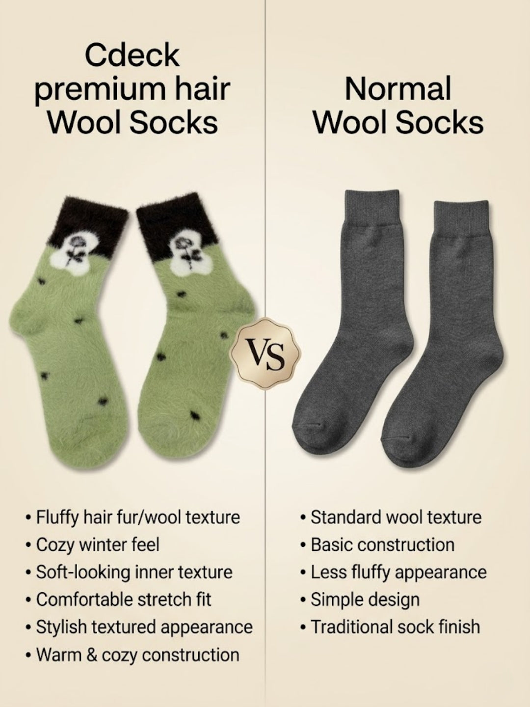 Cdeck Women’s Soft & Warm Woolen Fuzzy Socks | Cozy Thick Winter Socks for Women | Green