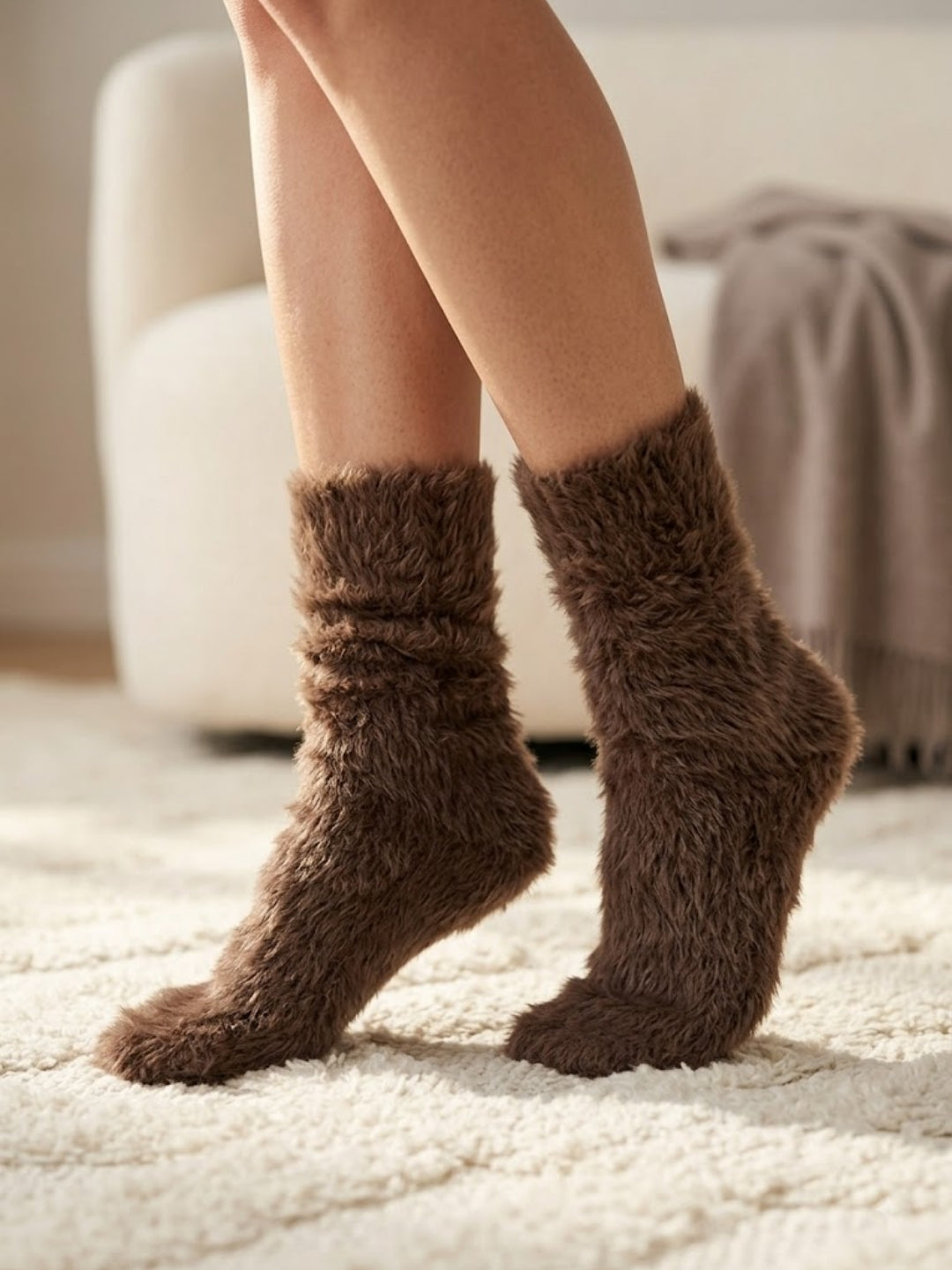Cdeck Women’s Soft & Warm Woolen Fuzzy Socks | Cozy Thick Winter Socks for Women | Brown