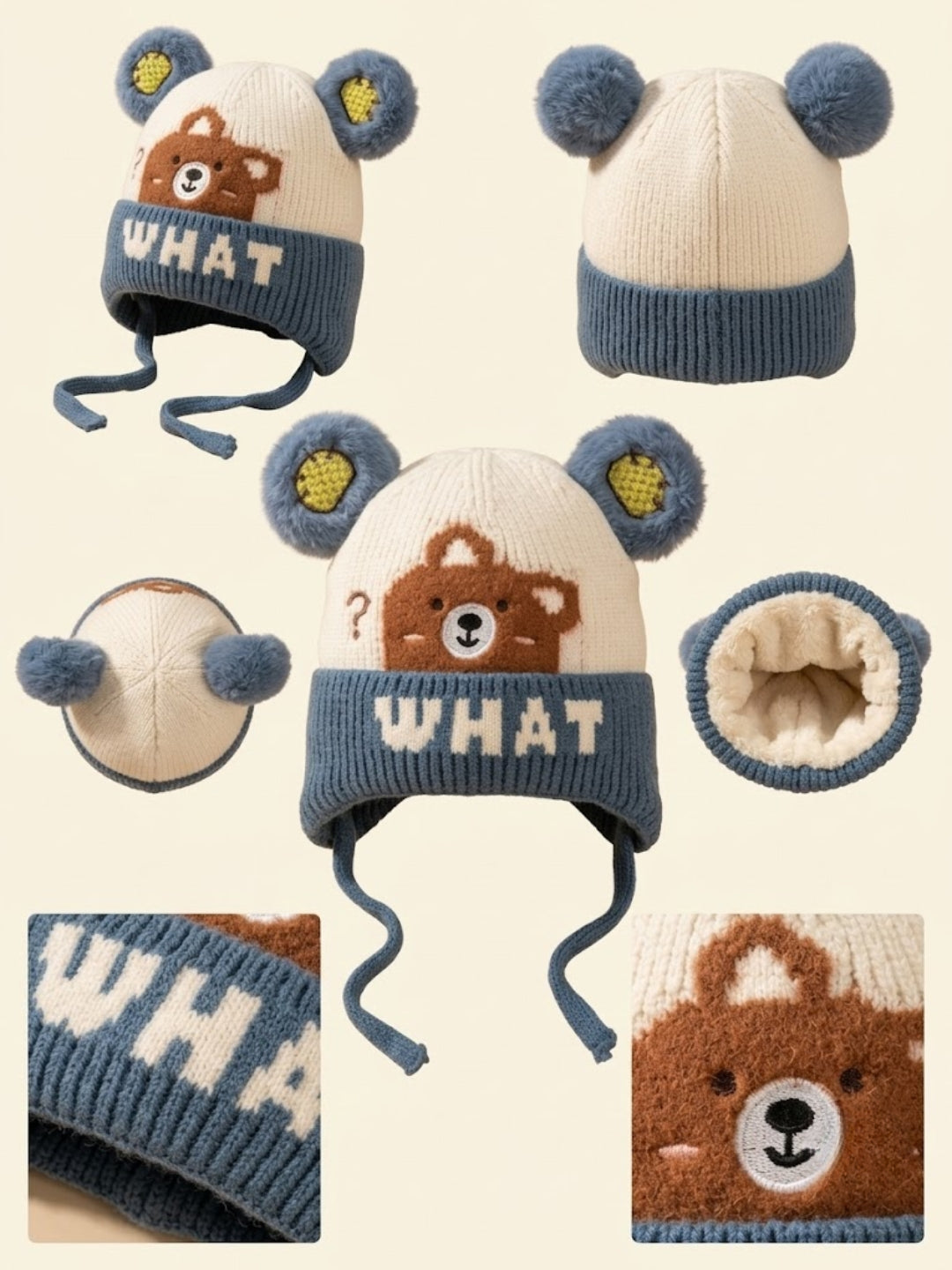 Cdeck Kids Woolen Winter Cap for Boys & Girls | Warm & Comfortable Winter Wear | 2–4 Years| Blue