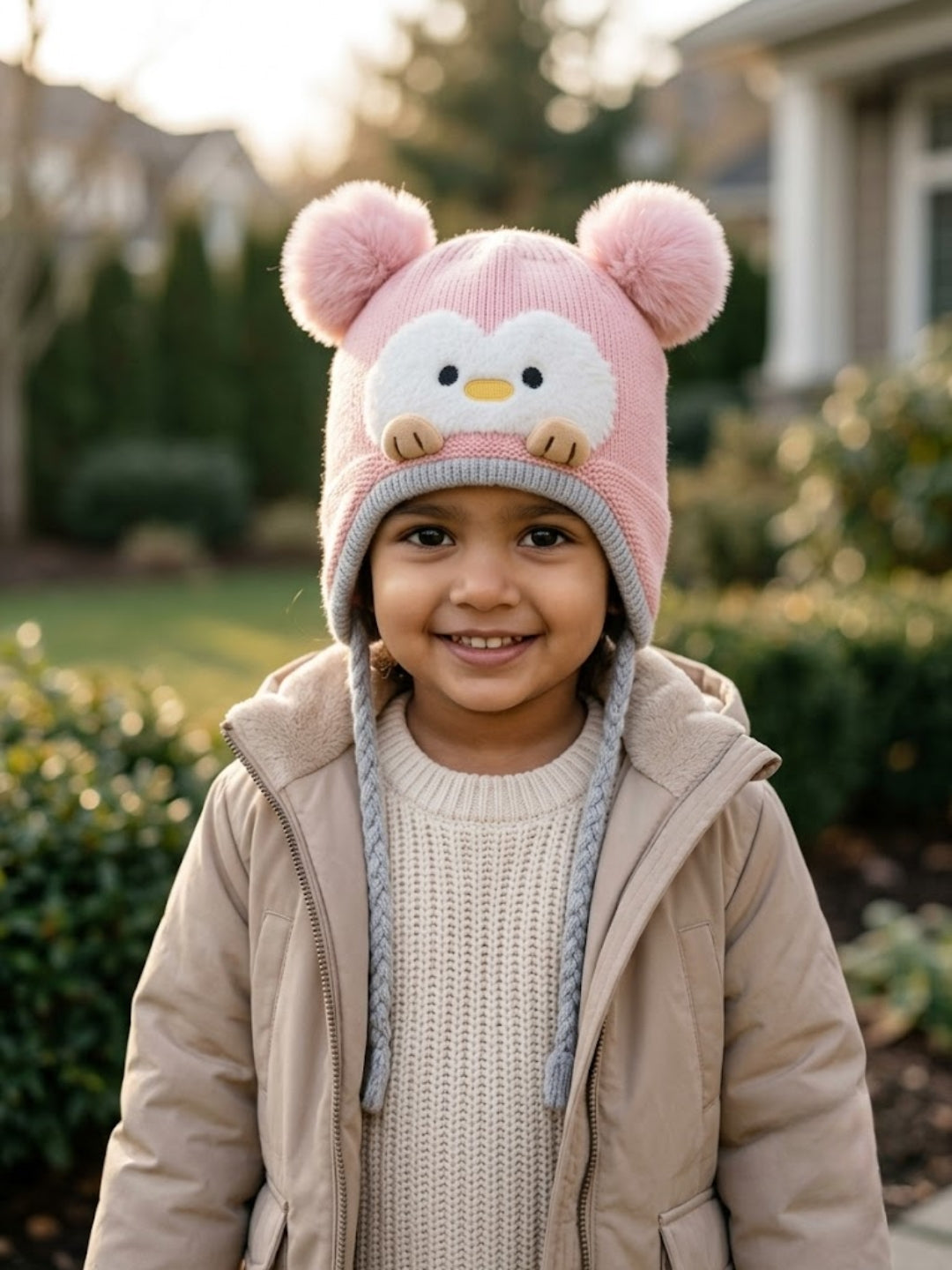 Cdeck Kids Woolen Winter Cap for Boys & Girls | Warm & Comfortable Winter Wear | 2–4 Years | Pink