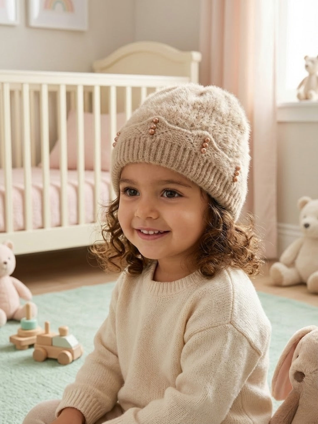 Cdeck Baby Girls Woolen Winter Cap | Comfortable & Warm Winter Wear | 1–2 Years