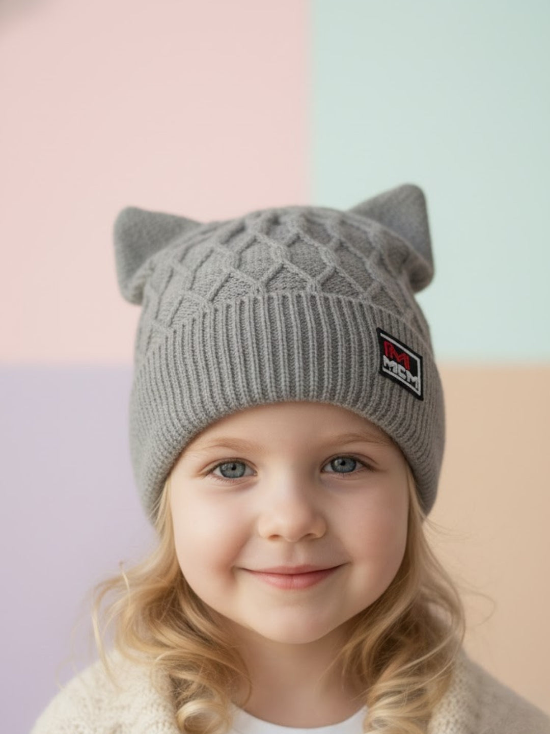 Cdeck Kids Woolen Winter Cap with Cute Cat Ear Design | Soft, Warm & Comfortable | 2–4 Years