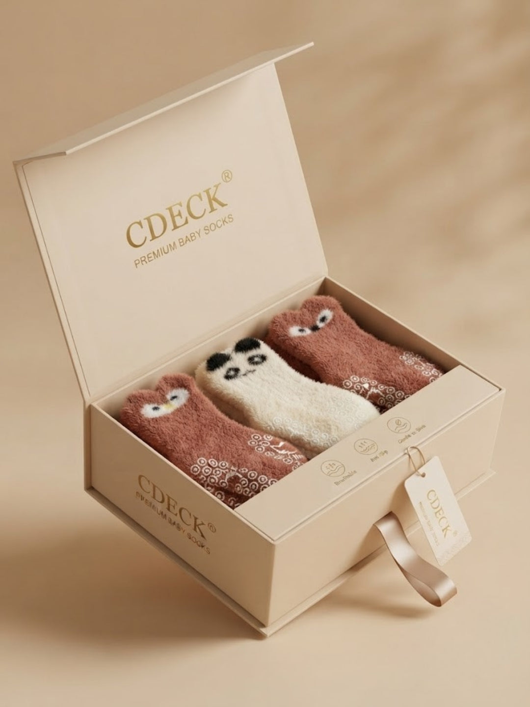 Cdeck Kids Winter Woolen Socks | Soft Fuzzy Rabbit Hair Wool Socks with Anti-Skid Sole | 0–4 Years | Pack of 3 | Multicolor