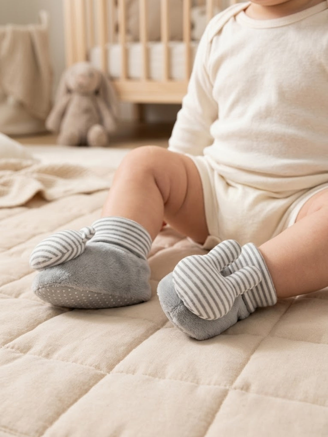 Cdeck Baby Woolen Booties for Infants | Soft, Warm & Comfortable Winter Footwear | 3–9 Months |  Grey