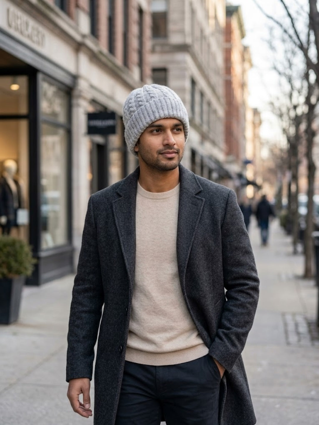 Cdeck Men’s Winter Woolen Cap | Ribbed Knit Beanie | Free Size | Soft & Warm  |Grey