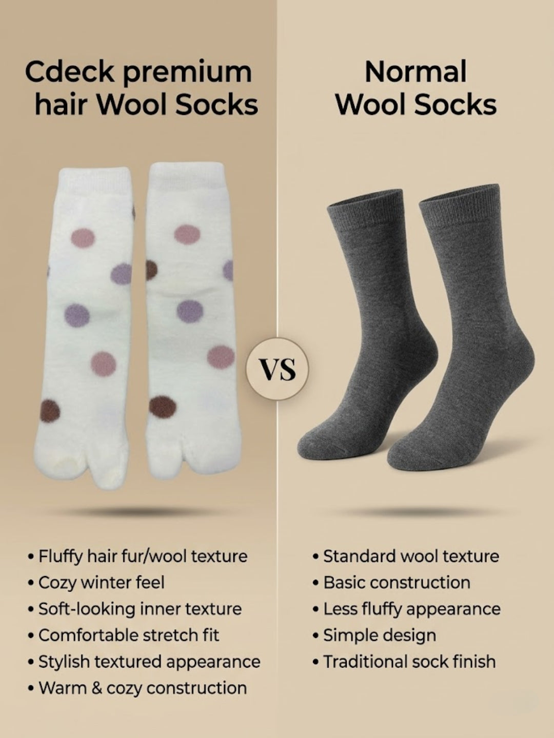 Cdeck Warm Socks for Women | Soft Cozy Comfortable Full-Length Winter Socks with Cute Multicolor Dot Pattern | White