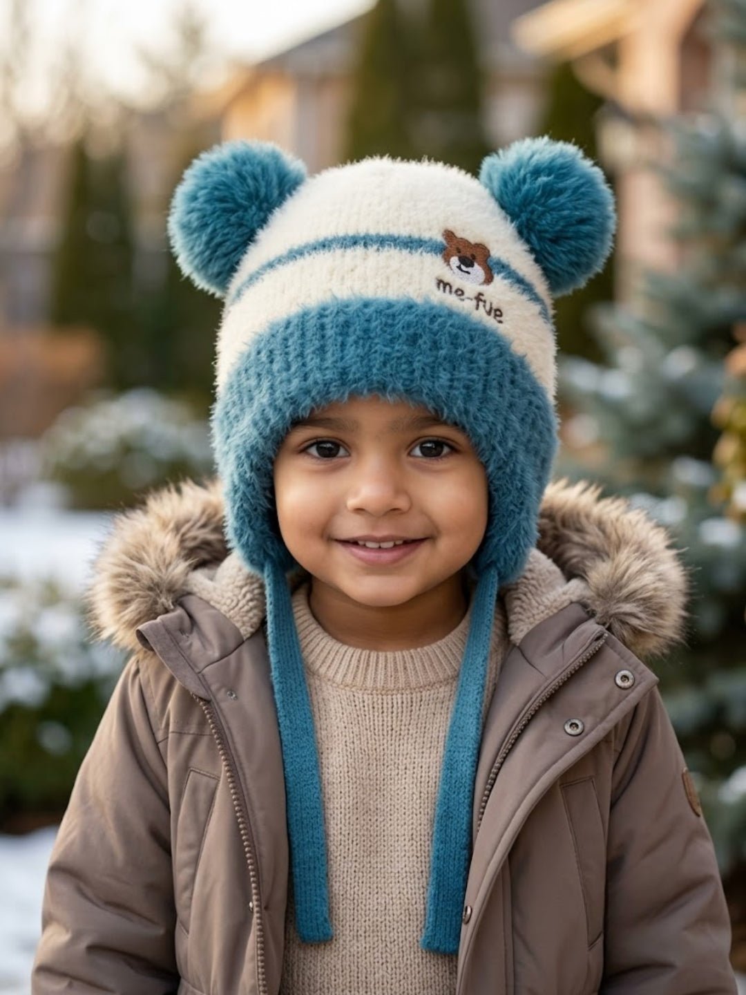 Cdeck Kids Woolen Winter Cap for Boys & Girls | Warm & Comfortable Winter Wear | 2–4 Years | Blue