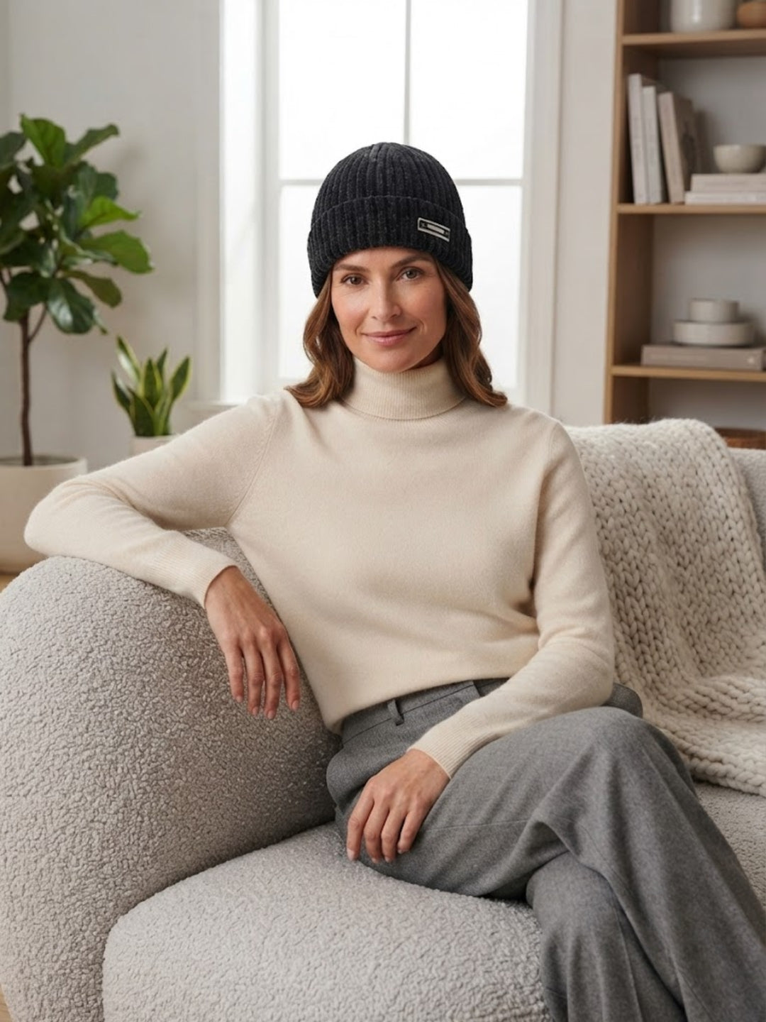 Cdeck Women Woolen Cap | Soft Knitted Winter Beanie for Women | Warm & Stylish Winter Wear | Free Size| Black