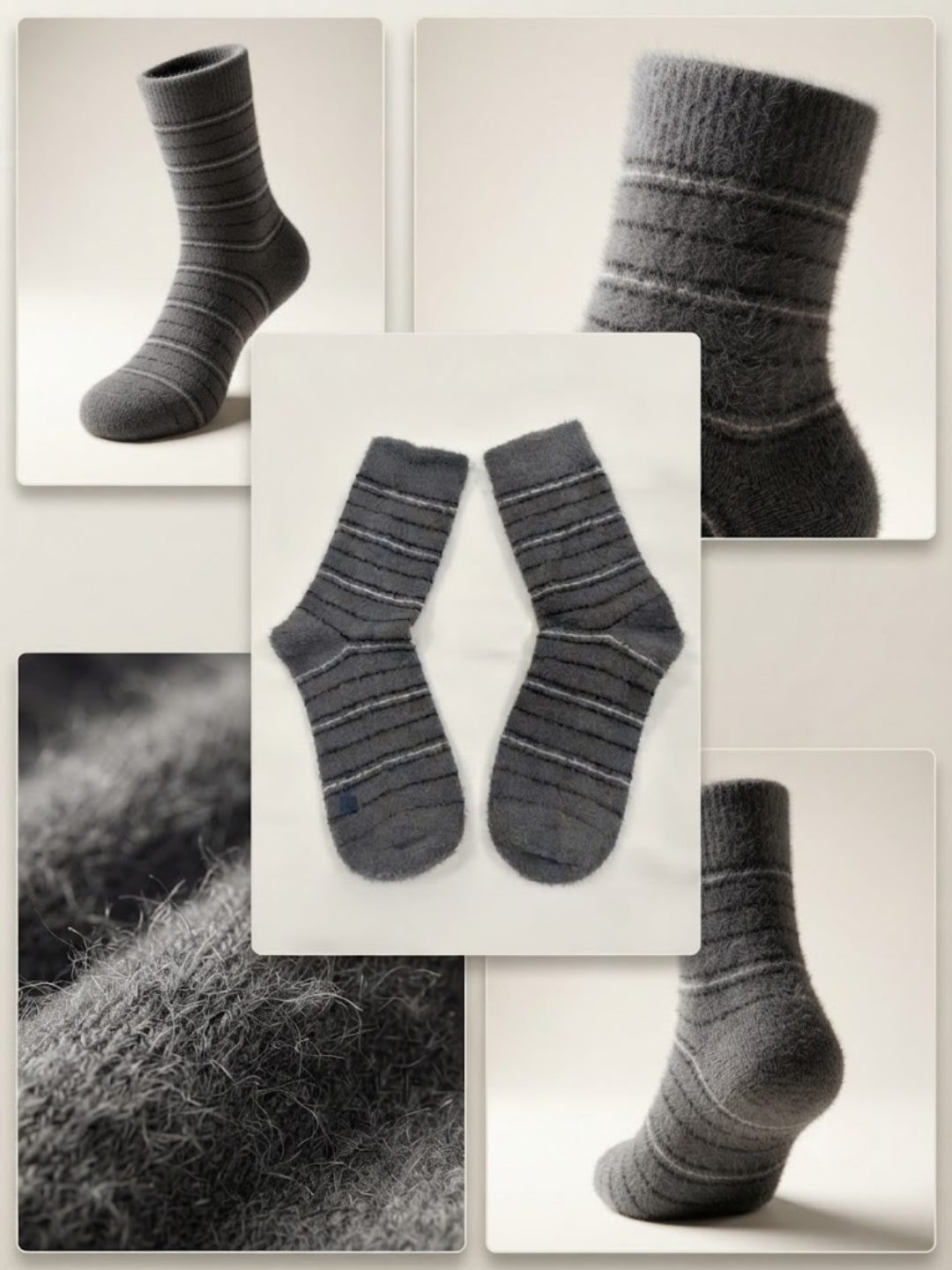 Cdeck Men’s Hair Wool Winter Socks | Single Pair | Soft, Warm, Fuzzy & Stretchable | Comfortable Daily Wear | Dark Grey