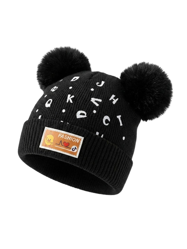 Cdeck Kids Woolen Winter Cap with Double Pom Pom Design | Soft, Warm & Comfortable | 1–3 Years