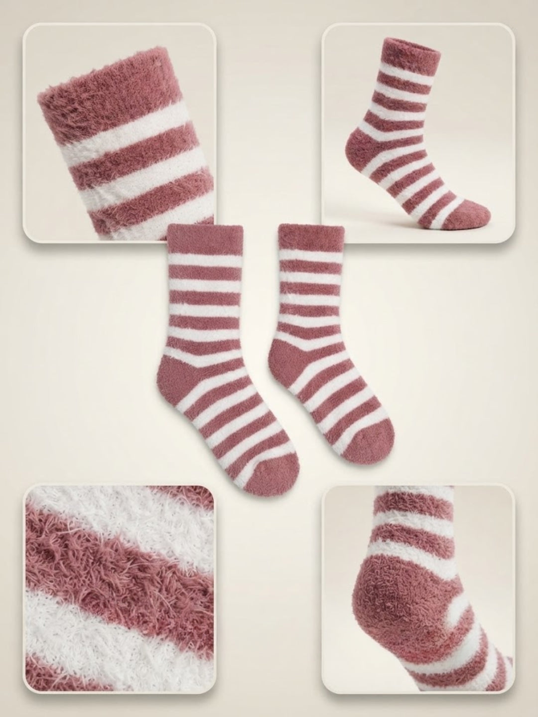 Cdeck Premium Hair Wool Socks for Women | Warm & Comfortable | Free Size | Rose White