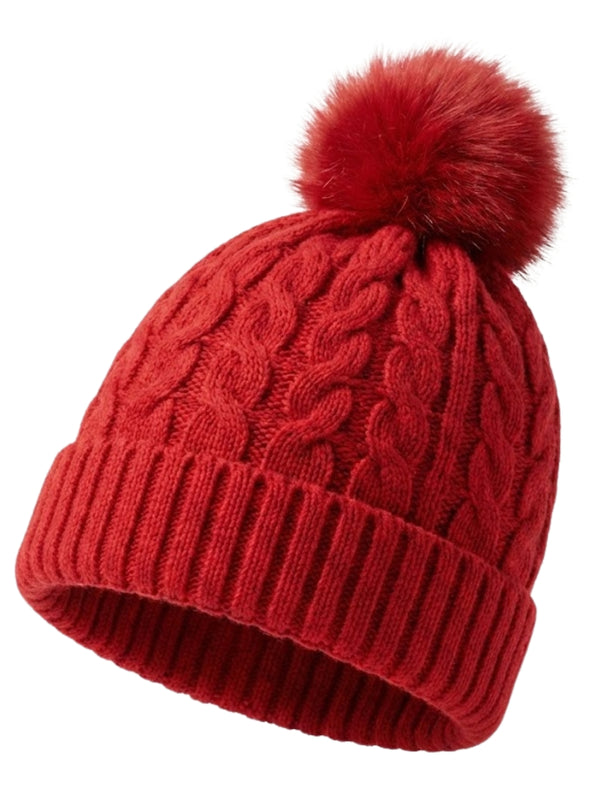 Cdeck Unisex Cable Knit Woolen Winter Beanie Cap with Pom Pom | Soft & Warm | 2–4 Years
