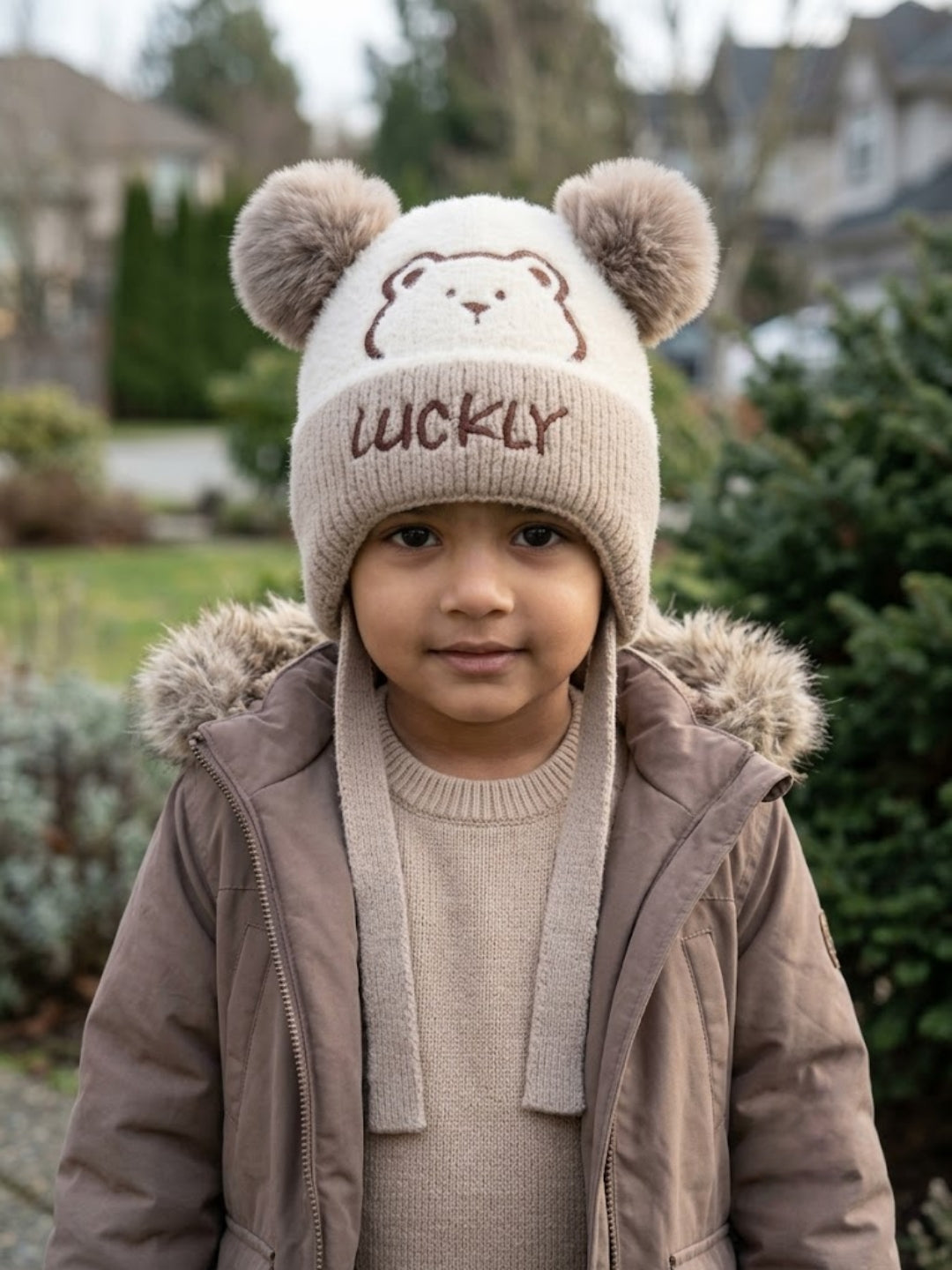 Cdeck Kids Woolen Winter Cap for Boys & Girls | Warm & Comfortable Winter Wear | 2–4 Years | Beige