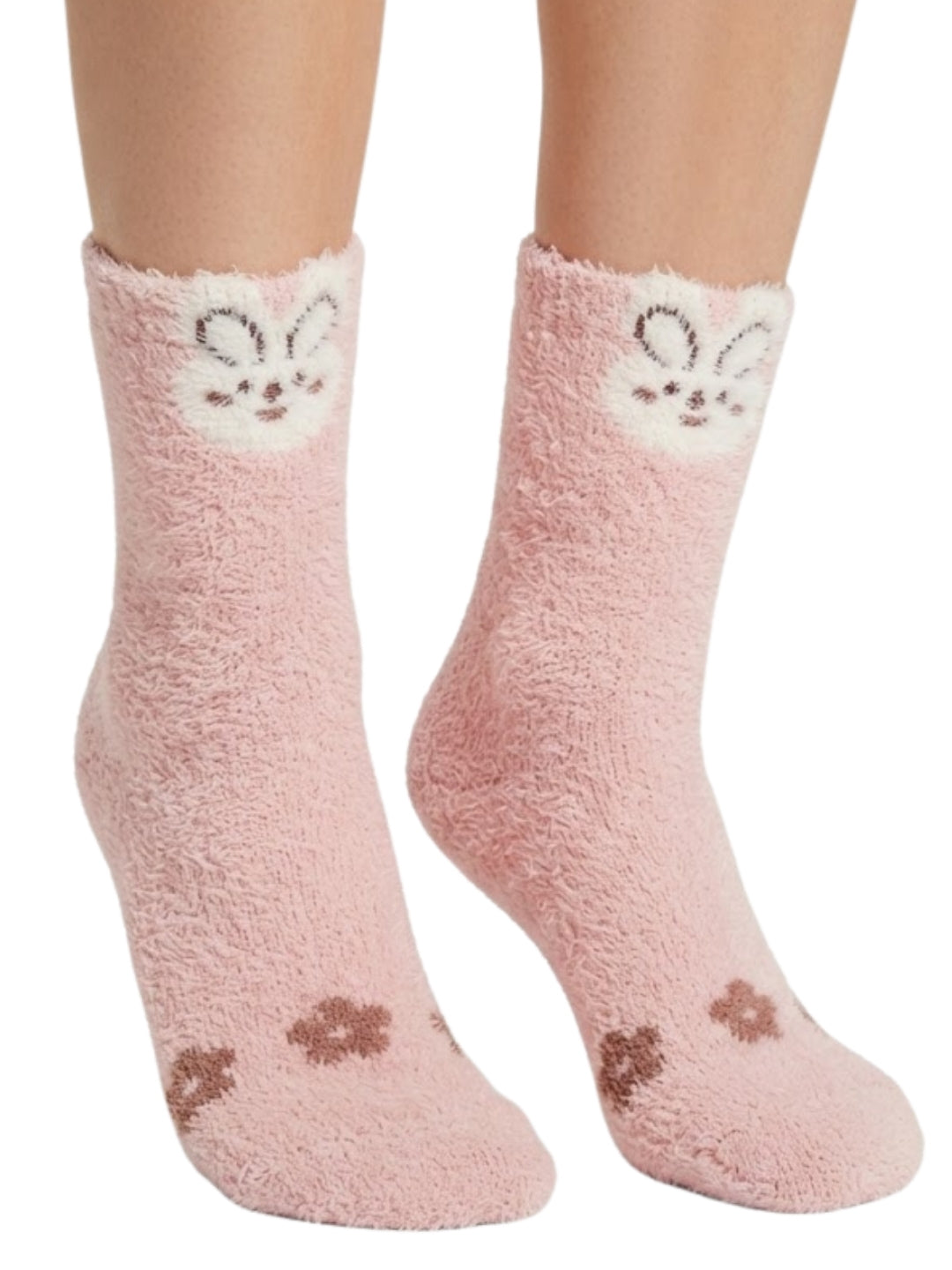 Cdeck Women’s Pink Rabbit Fuzzy Socks – Soft Plush Warm Winter Cozy Mid-Calf Socks