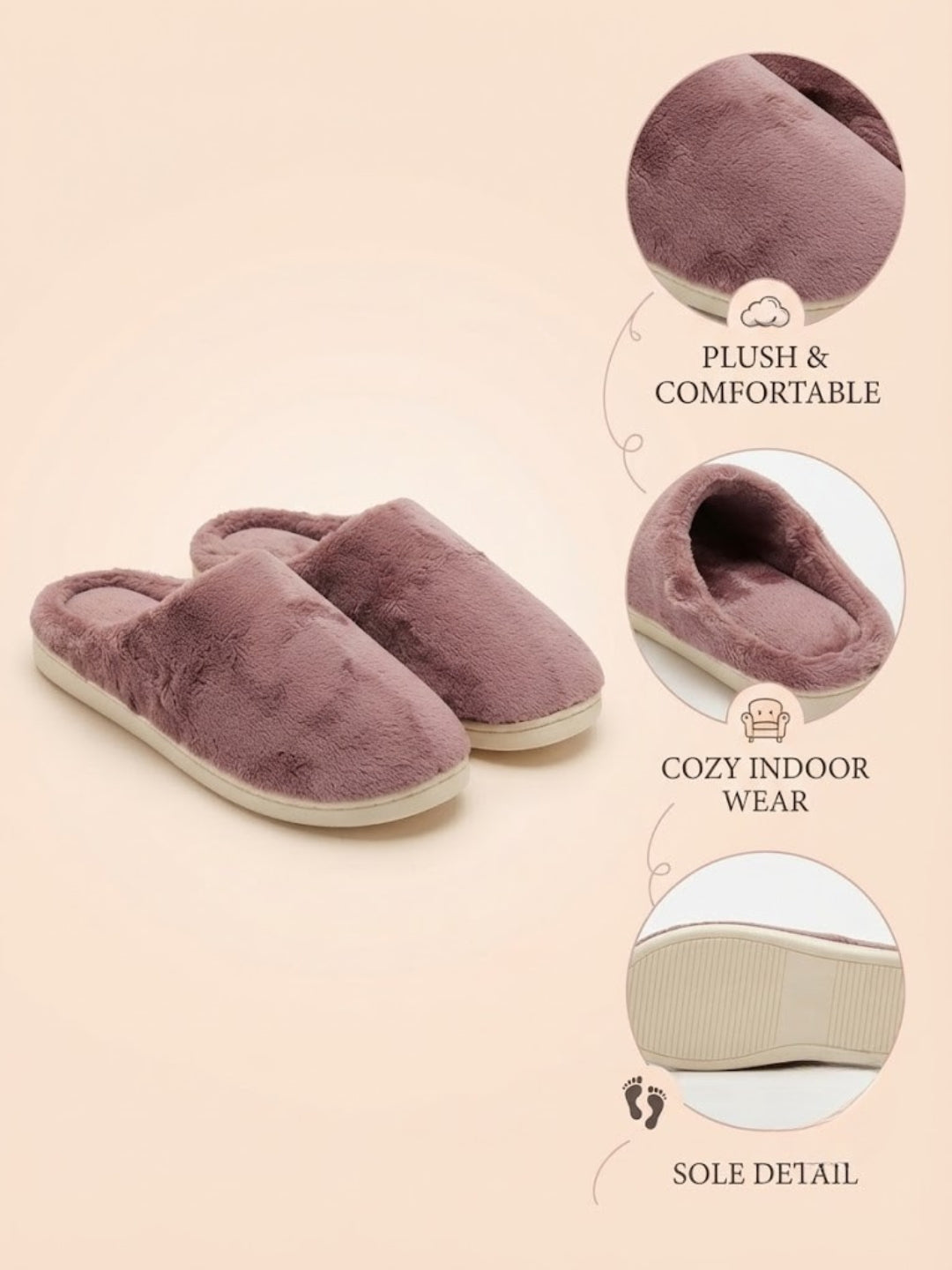 Cdeck Women’s Fuzzy Winter Slippers | Soft Plush  Slippers for Comfort & Warmth | Free Size | Pink