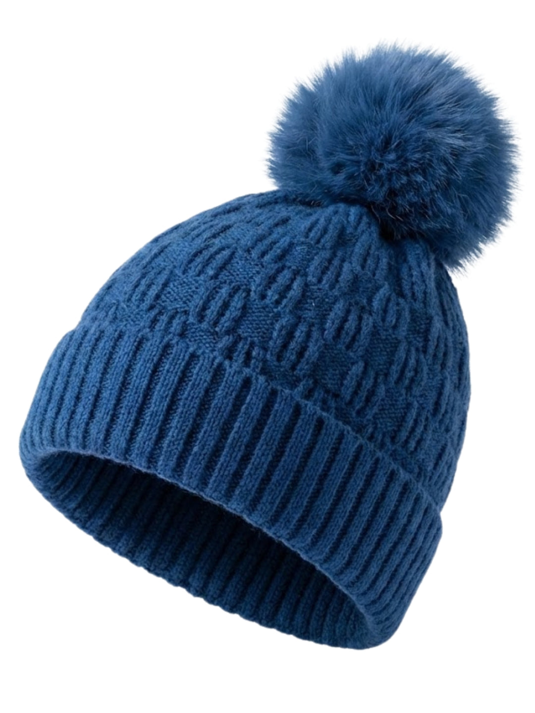 Cdeck Unisex Cable Knit Woolen Winter Beanie Cap with Pom Pom | Soft & Warm | 2–4 Years