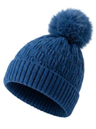Cdeck Unisex Cable Knit Woolen Winter Beanie Cap with Pom Pom | Soft & Warm | 2–4 Years