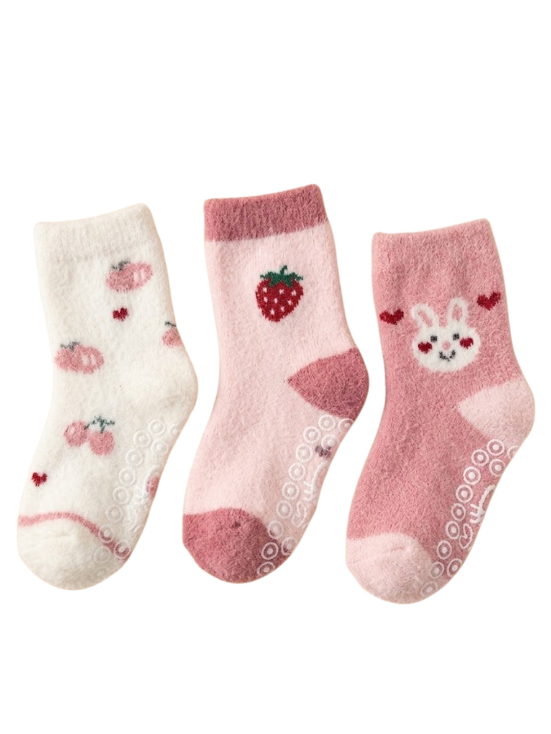 Cdeck Kids Premium Hair Wool Socks | Soft & Warm Winter Socks for Boys & Girls | 3 Pack | 0–4 Years | Pink & White